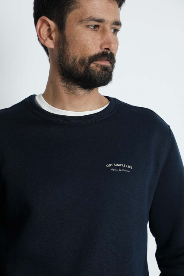 Osl moletom felpado crew vintage azul marinho close